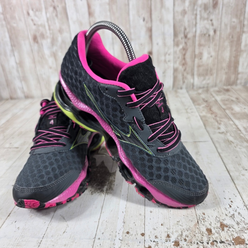 Mizuno Wave Prophecy 4 Womens Running Shoes Black Pink Neon J1GD150010 Size 7 - Picture 8 of 8